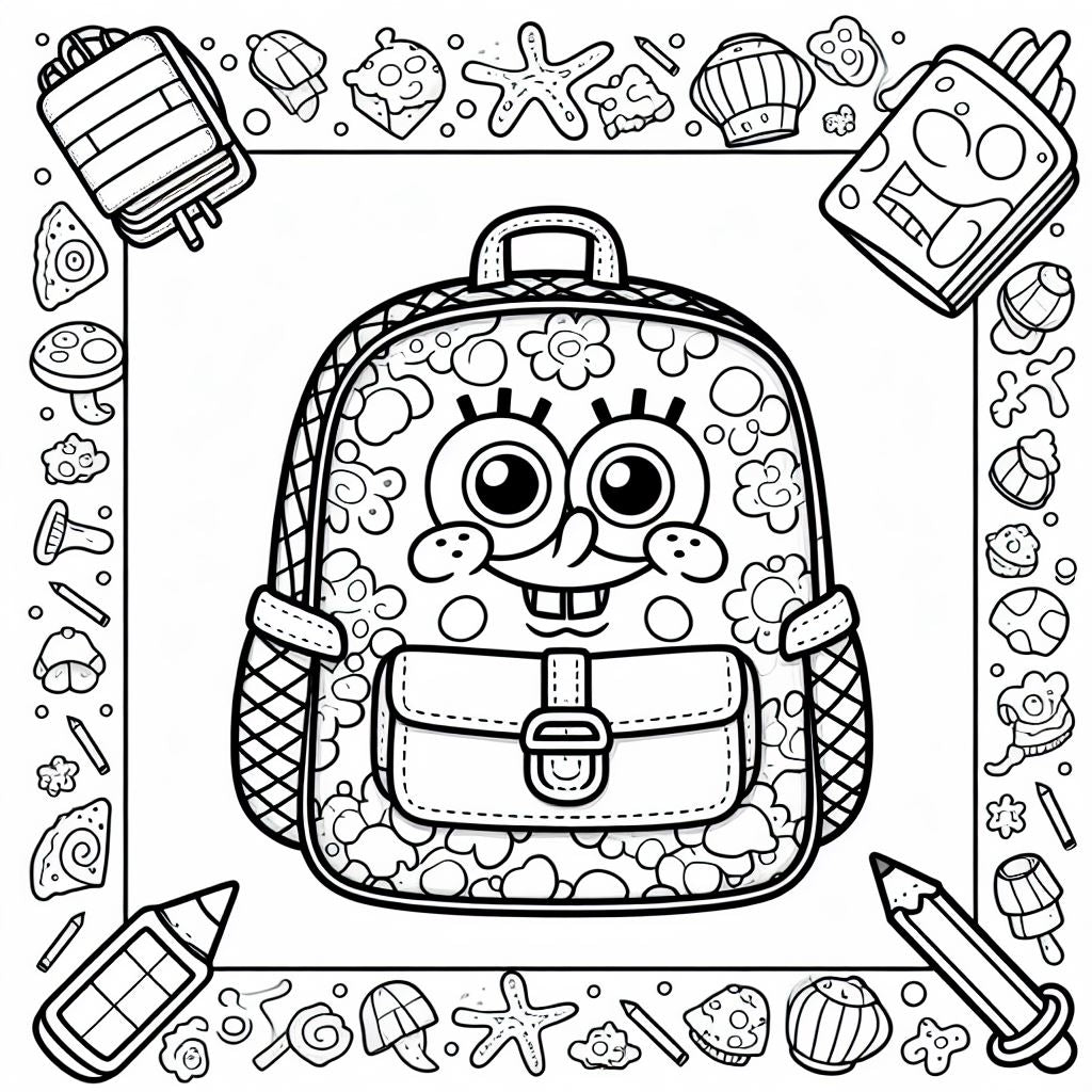 Colouring Pages - school bag