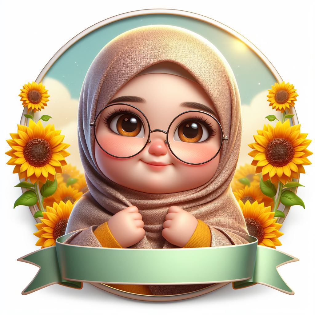 Kartun Muslimah Tema Bunga Matahari