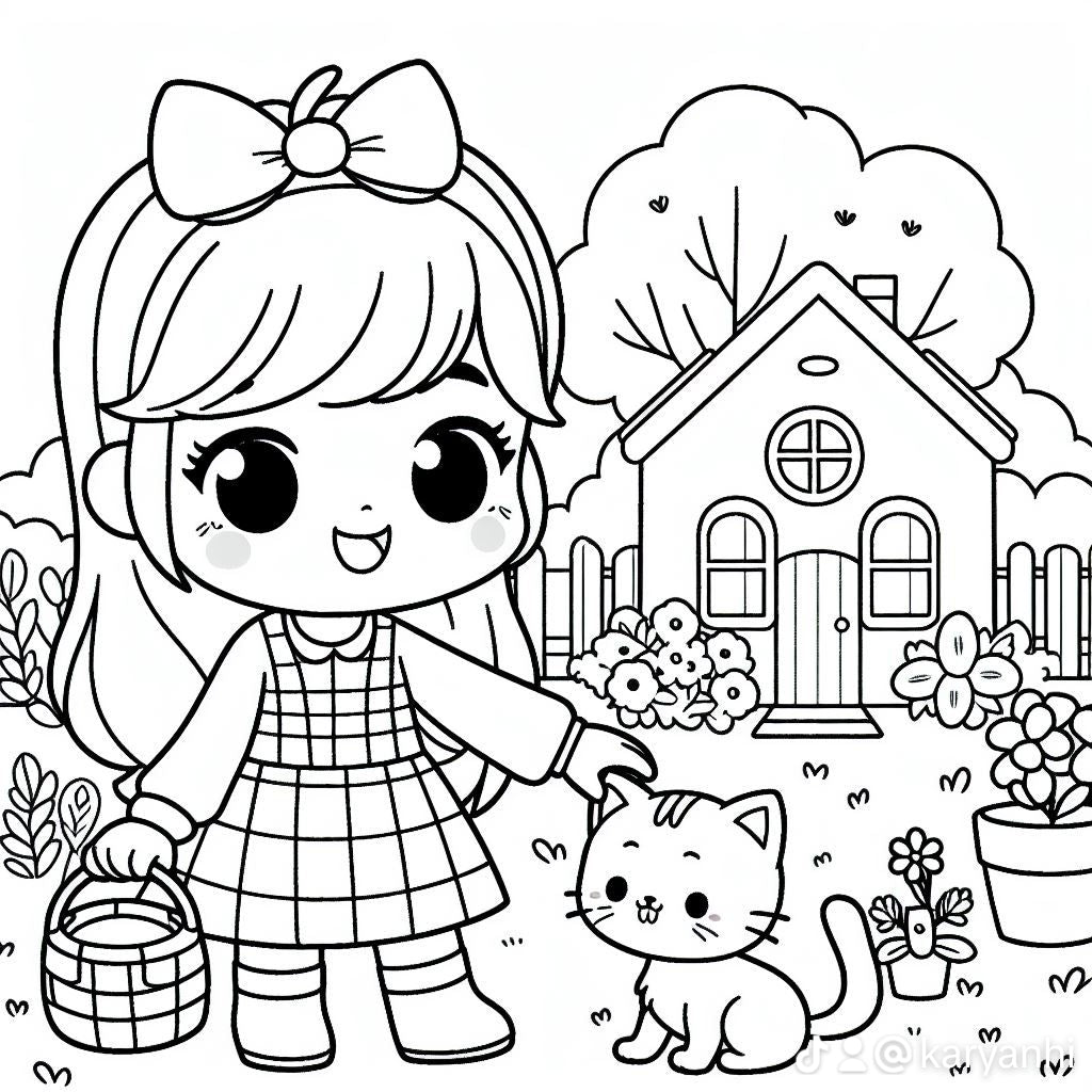Colouring Pages - with a cat