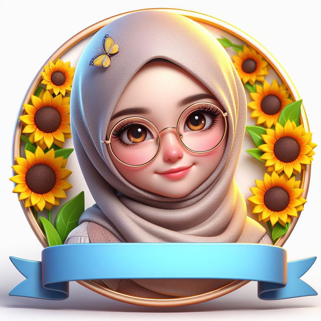 Kartun Muslimah Tema Bunga Matahari
