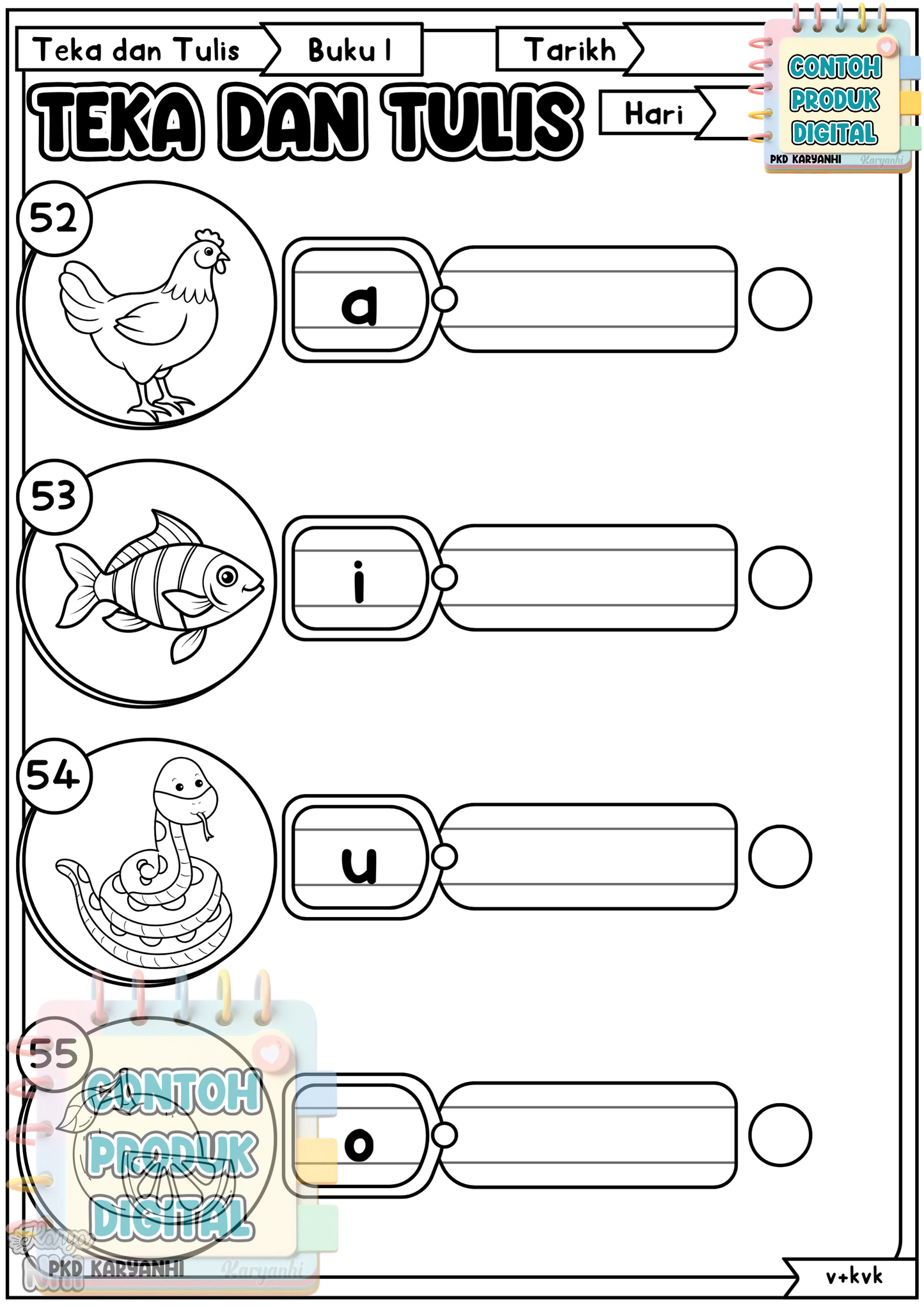 Belajar Membaca dan Menulis Vokal Tadika Prasekolah