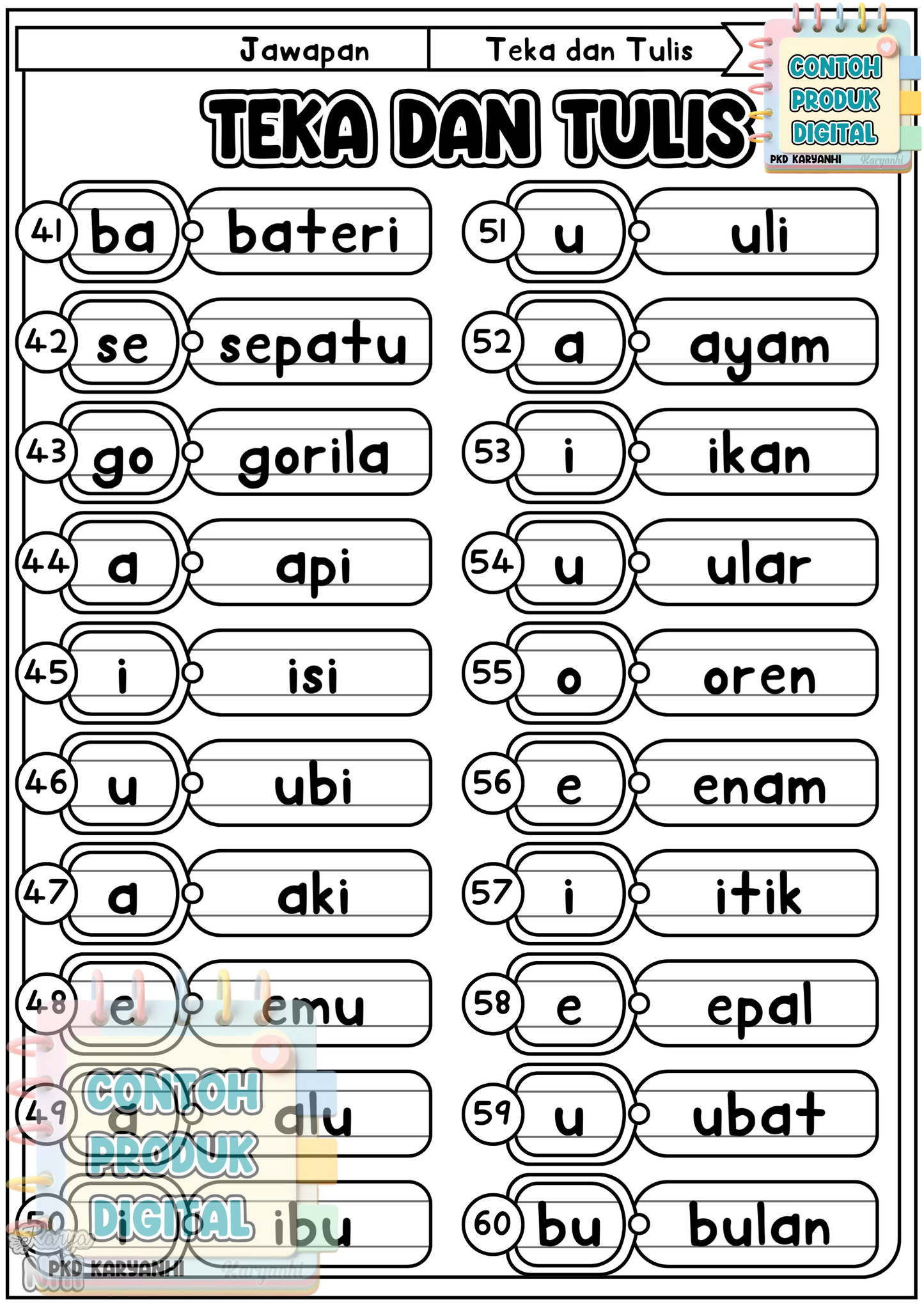 Belajar Membaca d a Menulis Tadika Prasekolah