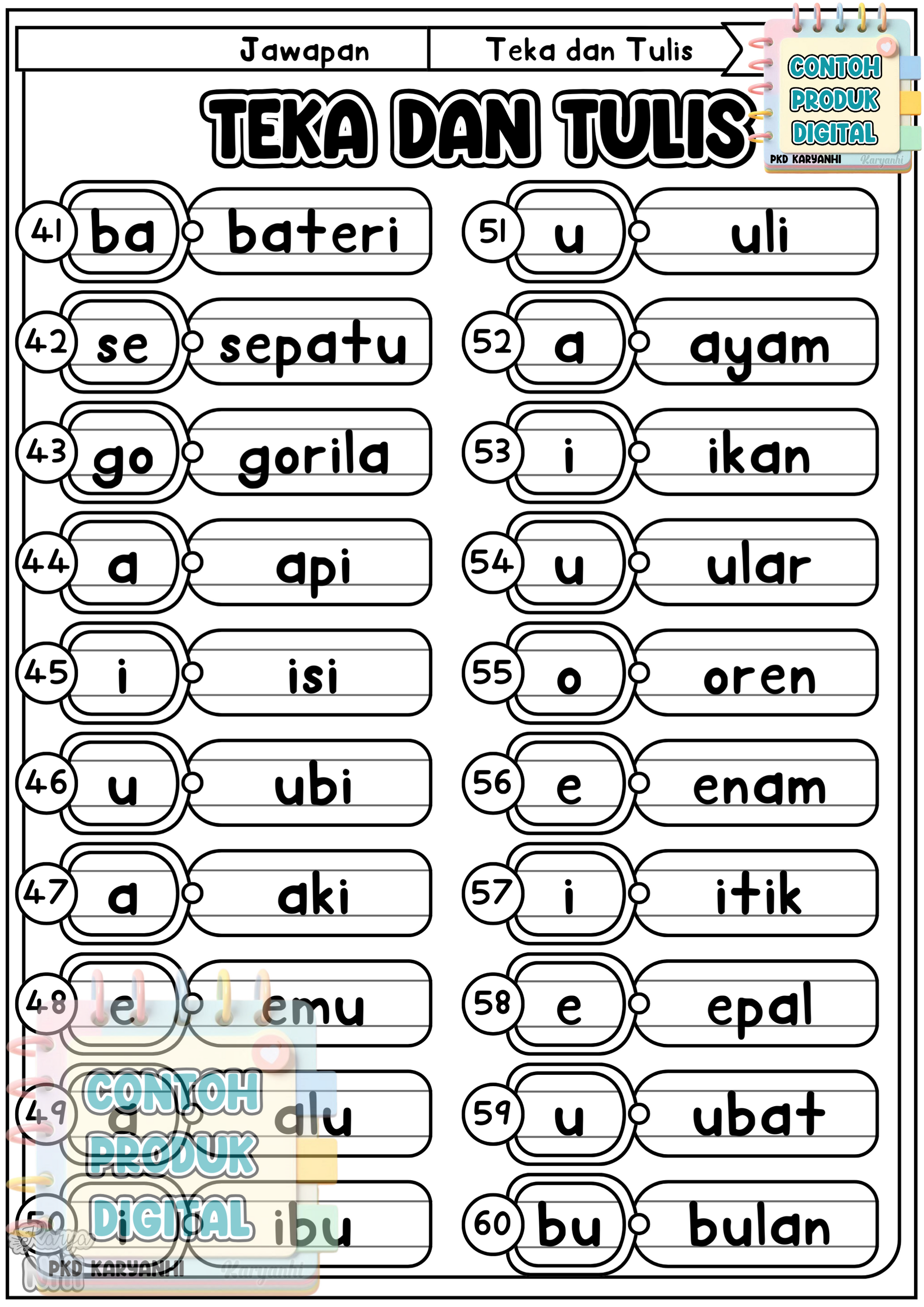 Belajar Membaca d a Menulis Tadika Prasekolah