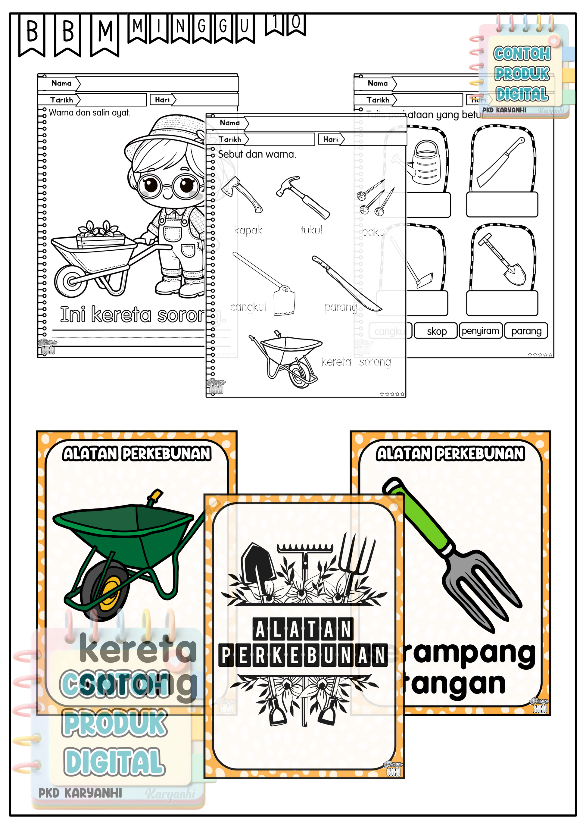Lembaran Kerja Bertema Tadika Prasekolah