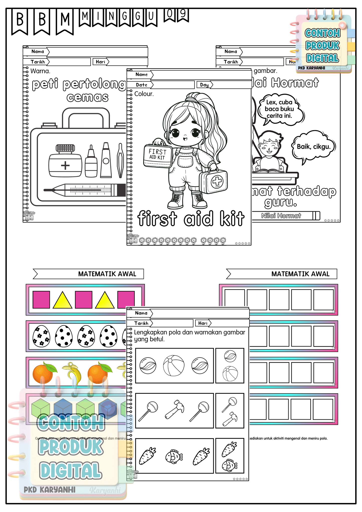 Lembaran Kerja Bertema Tadika Prasekolah