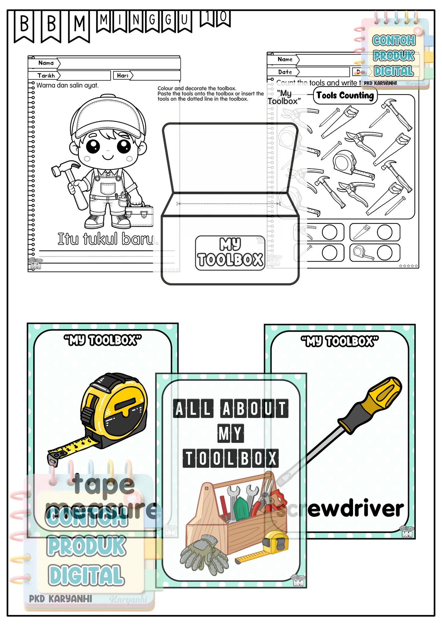 Lembaran Kerja Bertema Tadika Prasekolah