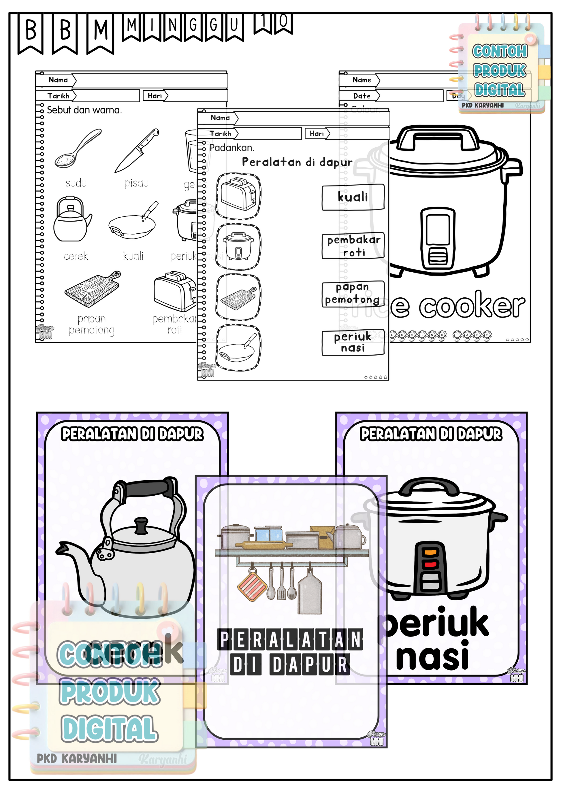 Lembaran Kerja Bertema Tadika Prasekolah