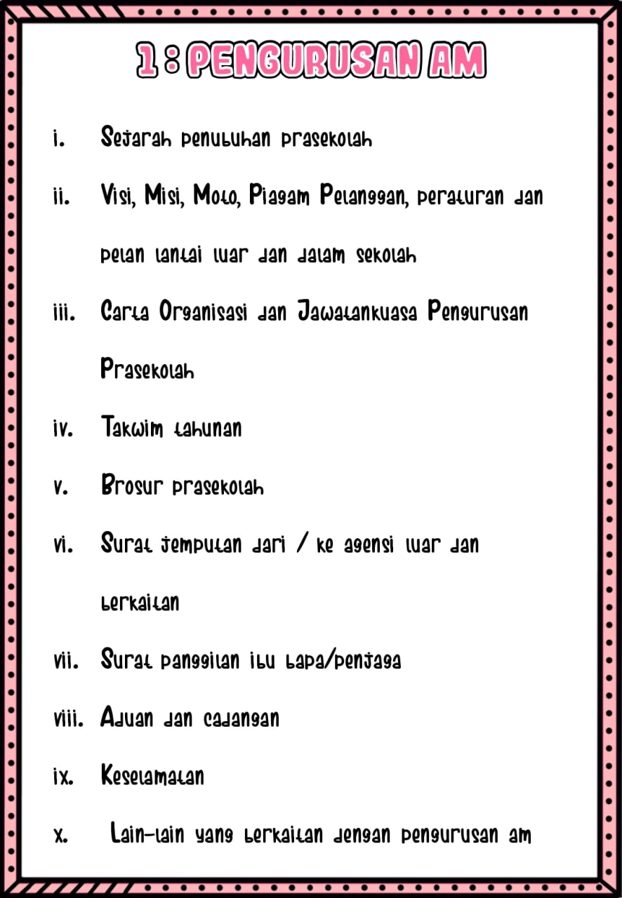 DIVIDER FAIL PENGURUSAN PRASEKOLAH (Design Ringkas)