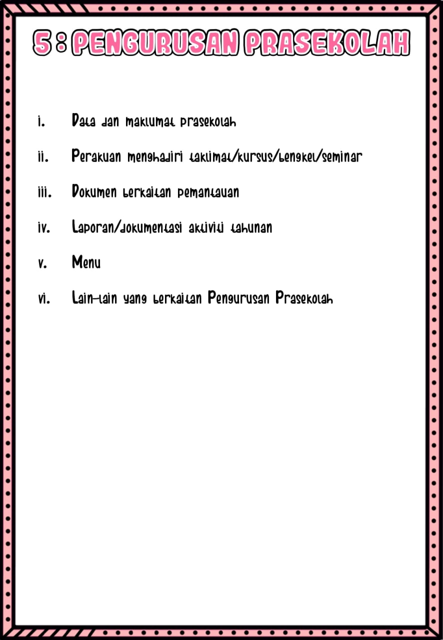 DIVIDER FAIL PENGURUSAN PRASEKOLAH (Design Ringkas)