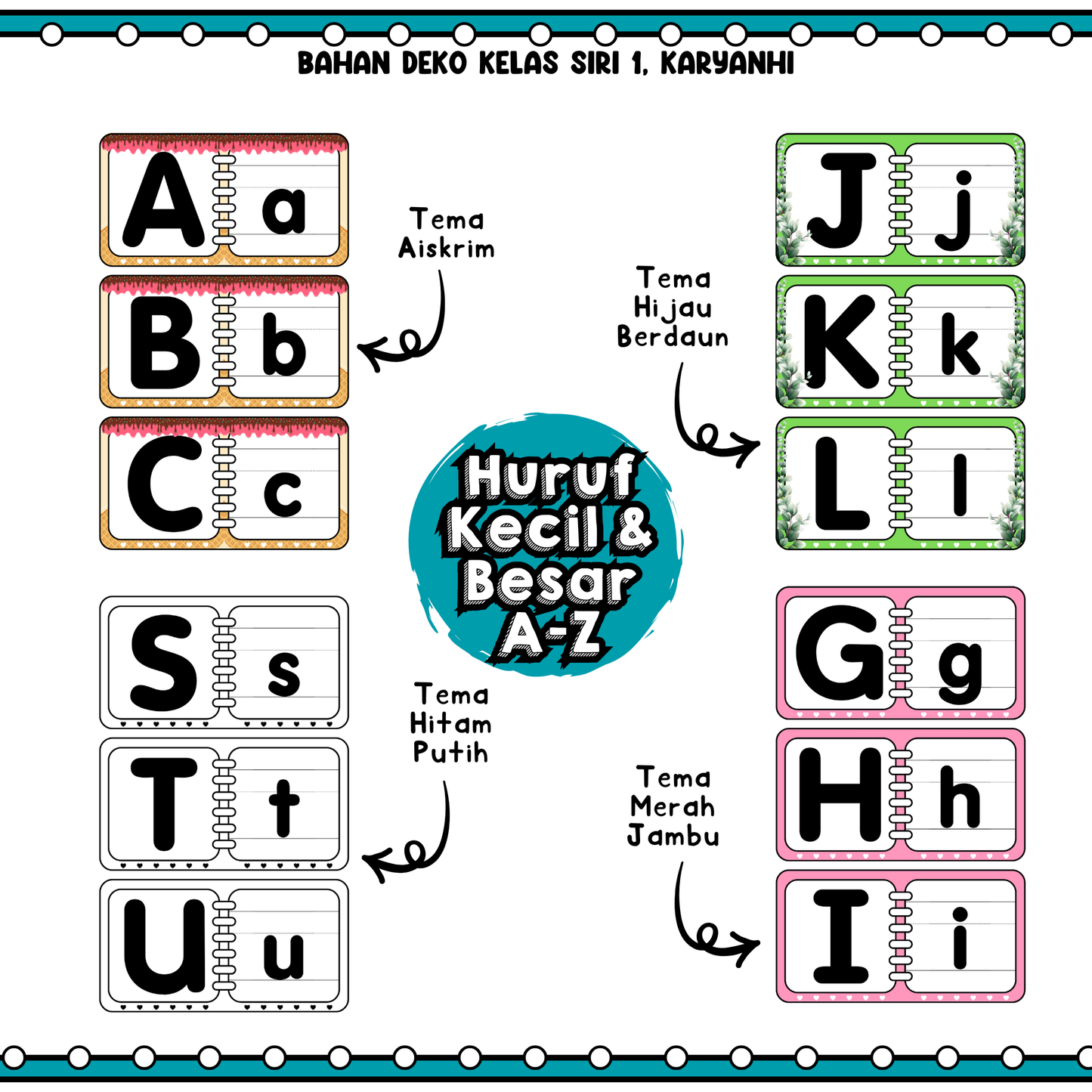 Huruf A-Z 4 Tema Deko KaryaNHI