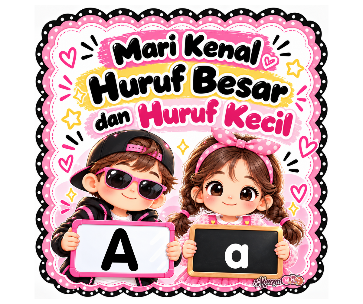 Kad Huruf Tema Black & Pink