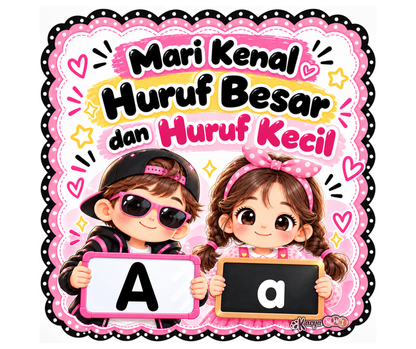 Kad Huruf Tema Black & Pink