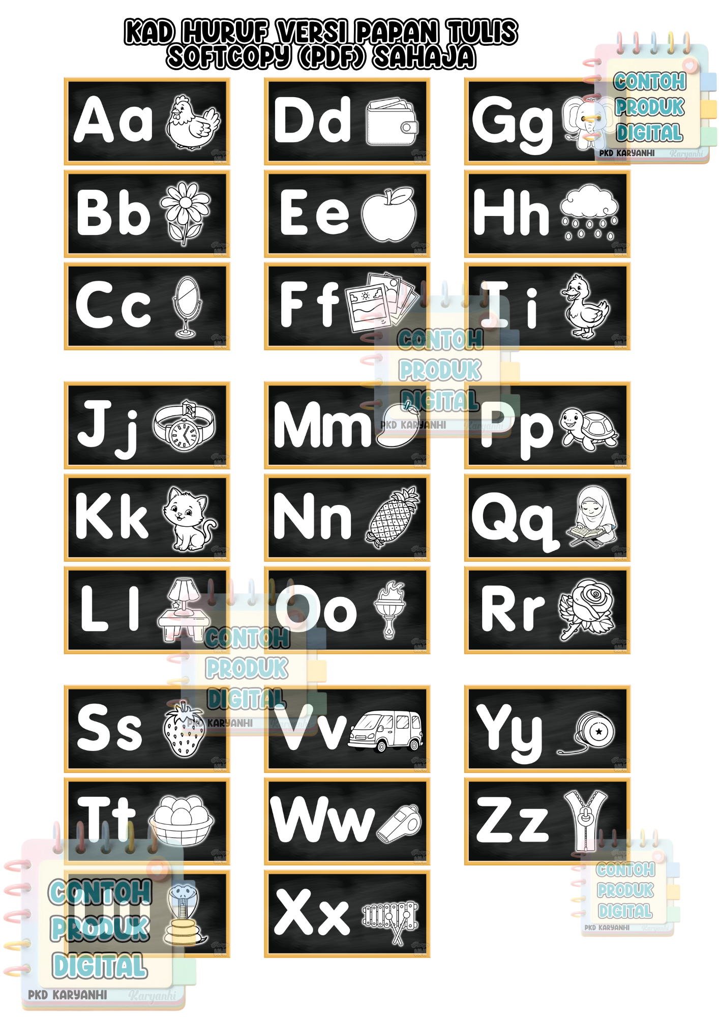 Bahan 44 : Kad Huruf Versi Papan Tulis KaryaNHI