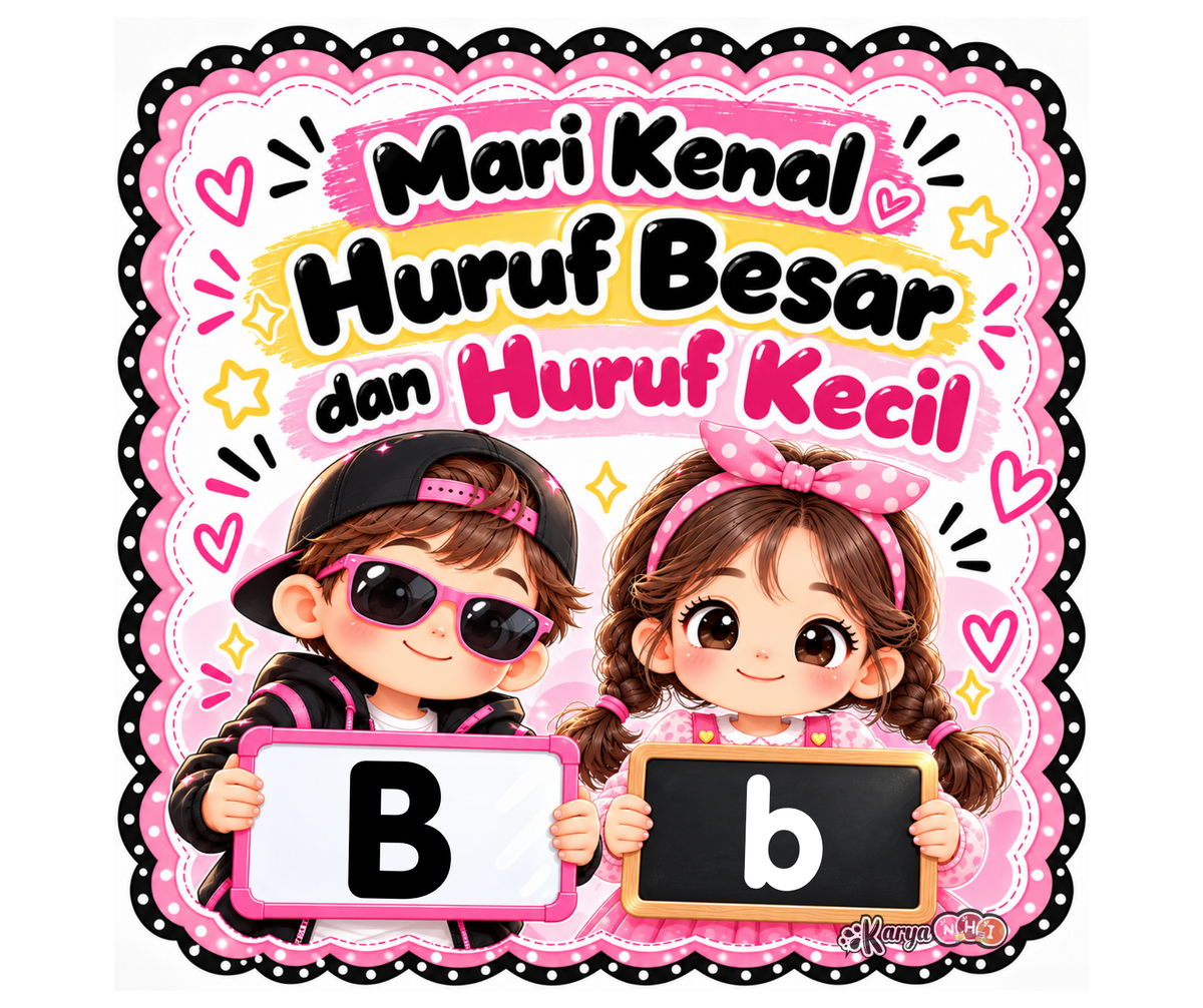 Kad Huruf Tema Black & Pink