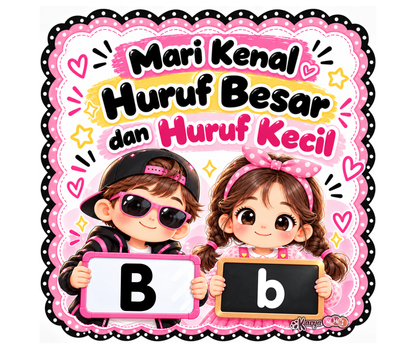 Kad Huruf Tema Black & Pink