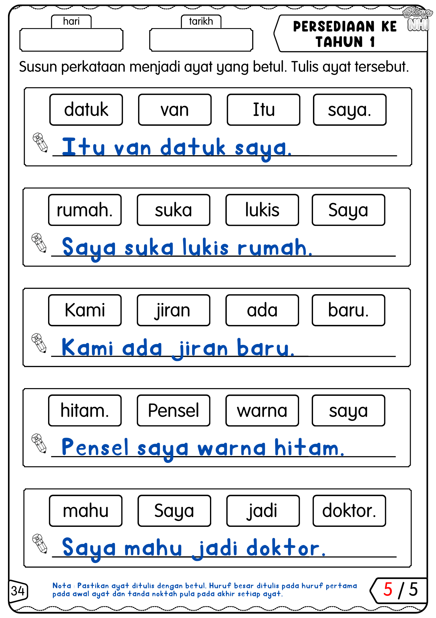 Persediaan ke Tahun 1 (Bahasa Melayu)