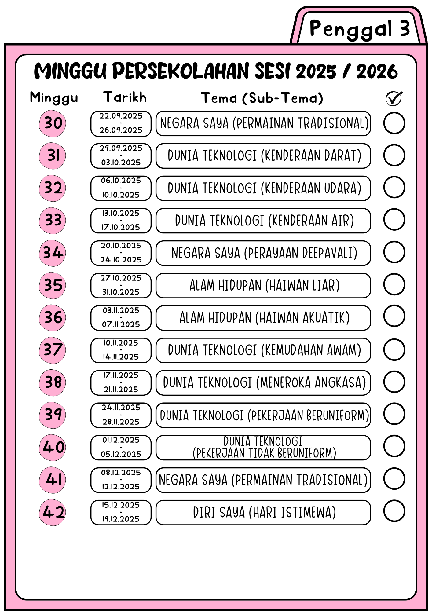 3 Penggal Persekolahan  Sesi 2025/2026