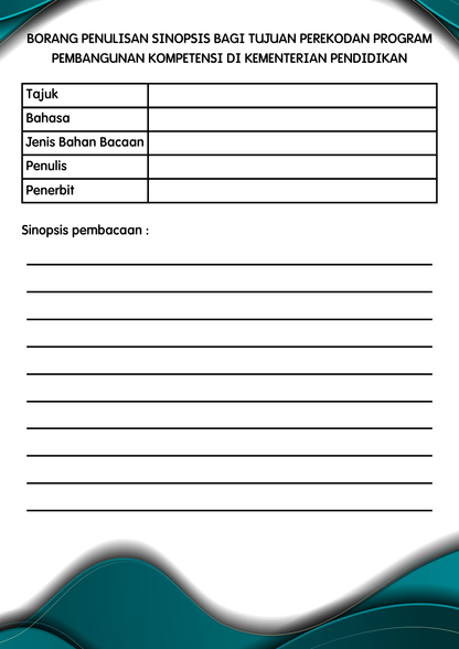Borang Penulisan Sinopsis PPK KaryaNHI