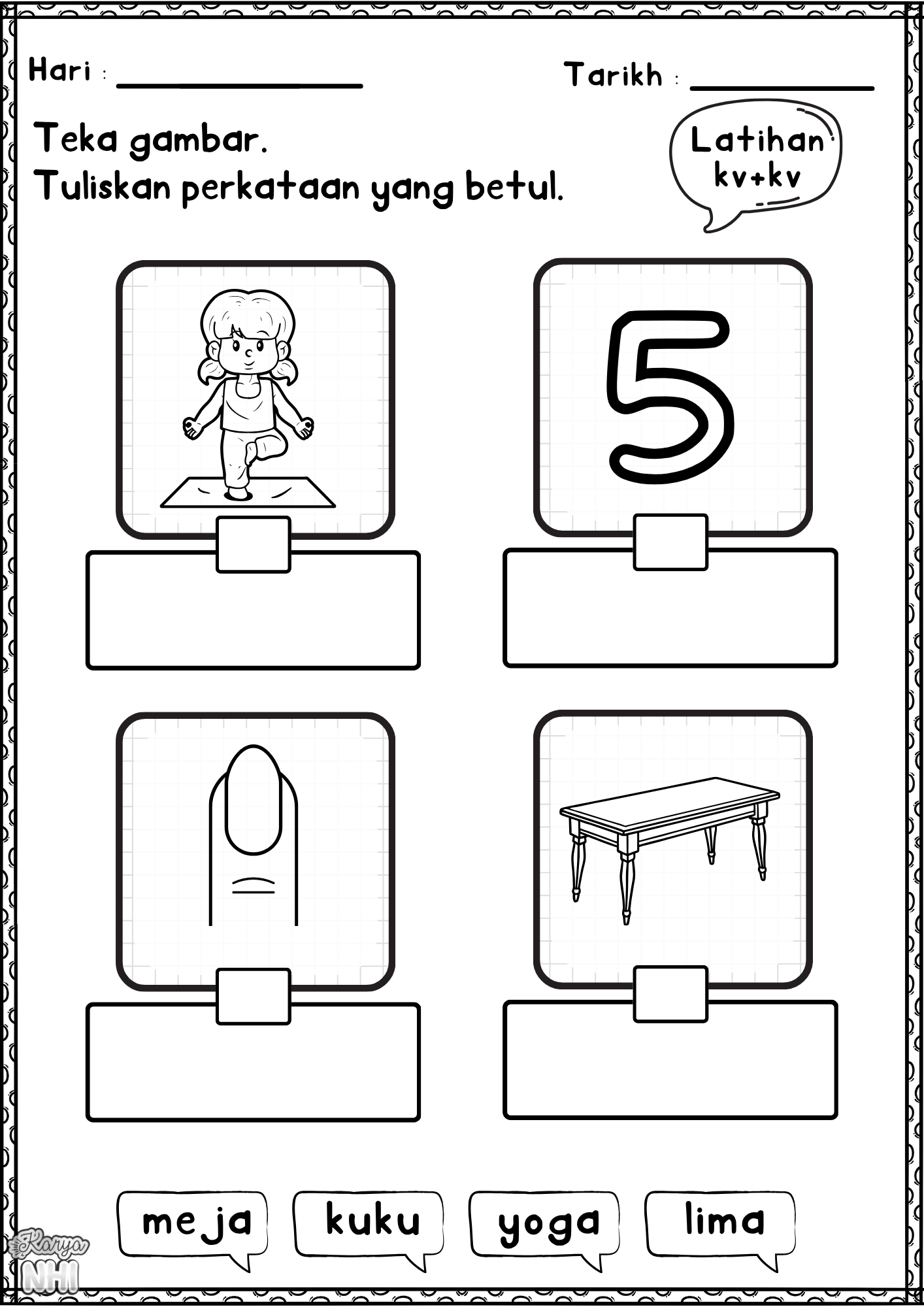 Percuma Latihan Perkataan kv+kv KaryaNHI