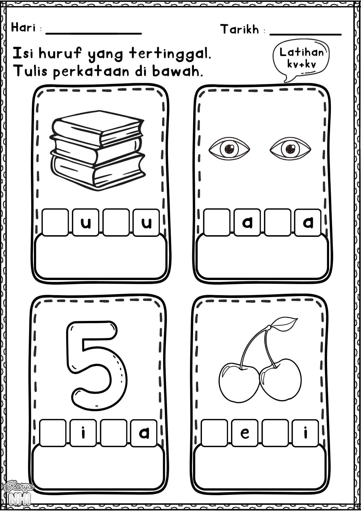 Percuma Latihan Perkataan kv+kv KaryaNHI