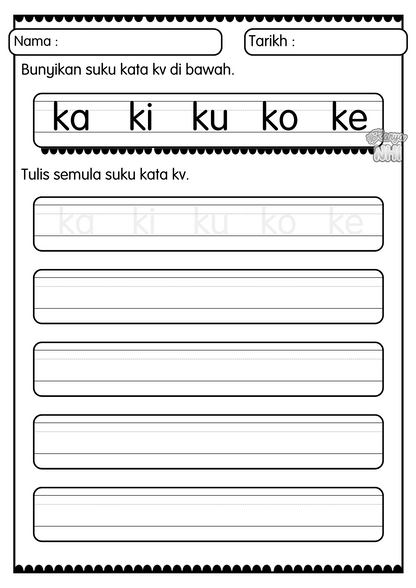Latihan Tulis Suku Kata kv KaryaNHI