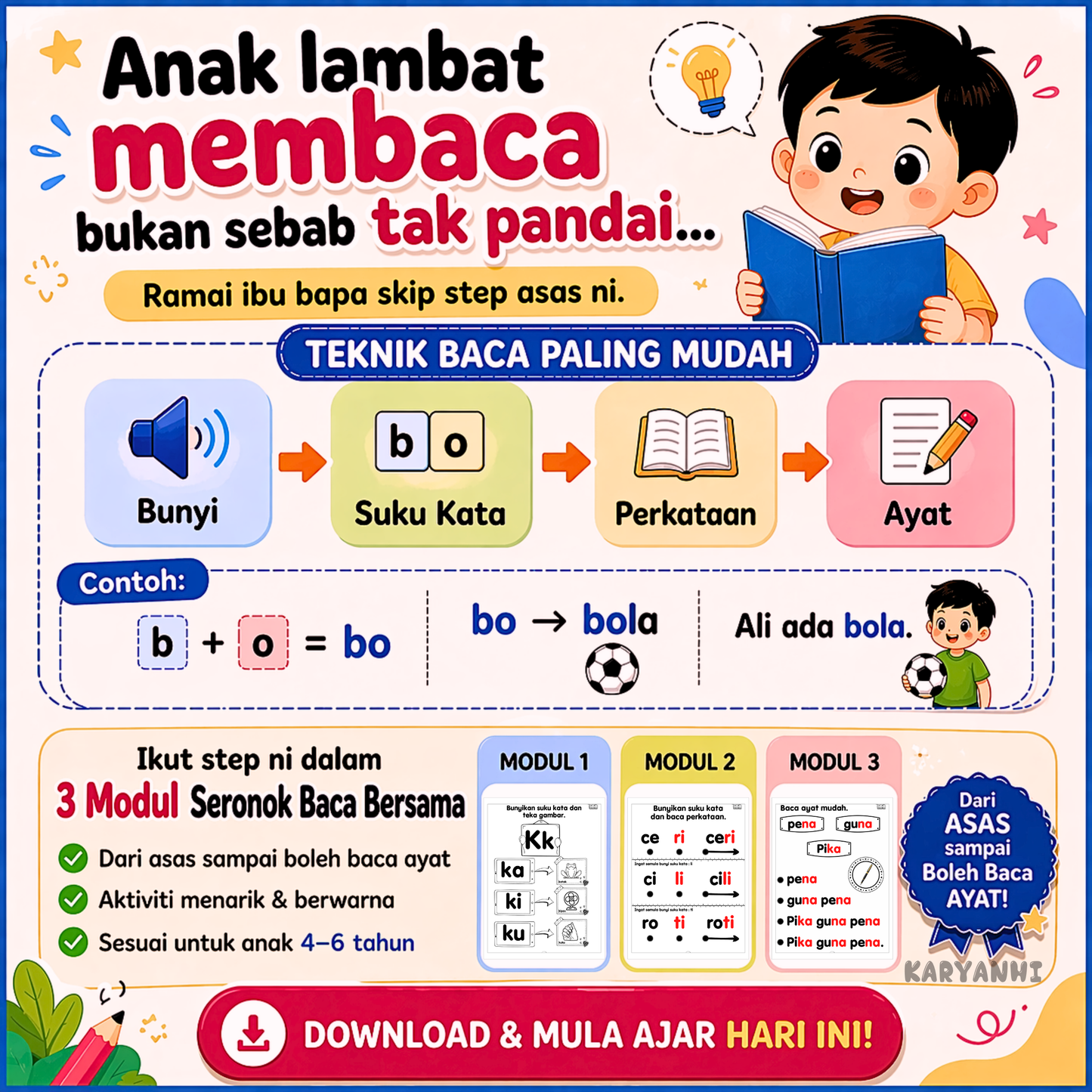 3 Modul Seronok Baca Bersama (Bantu Anak Baca) KaryaNHI