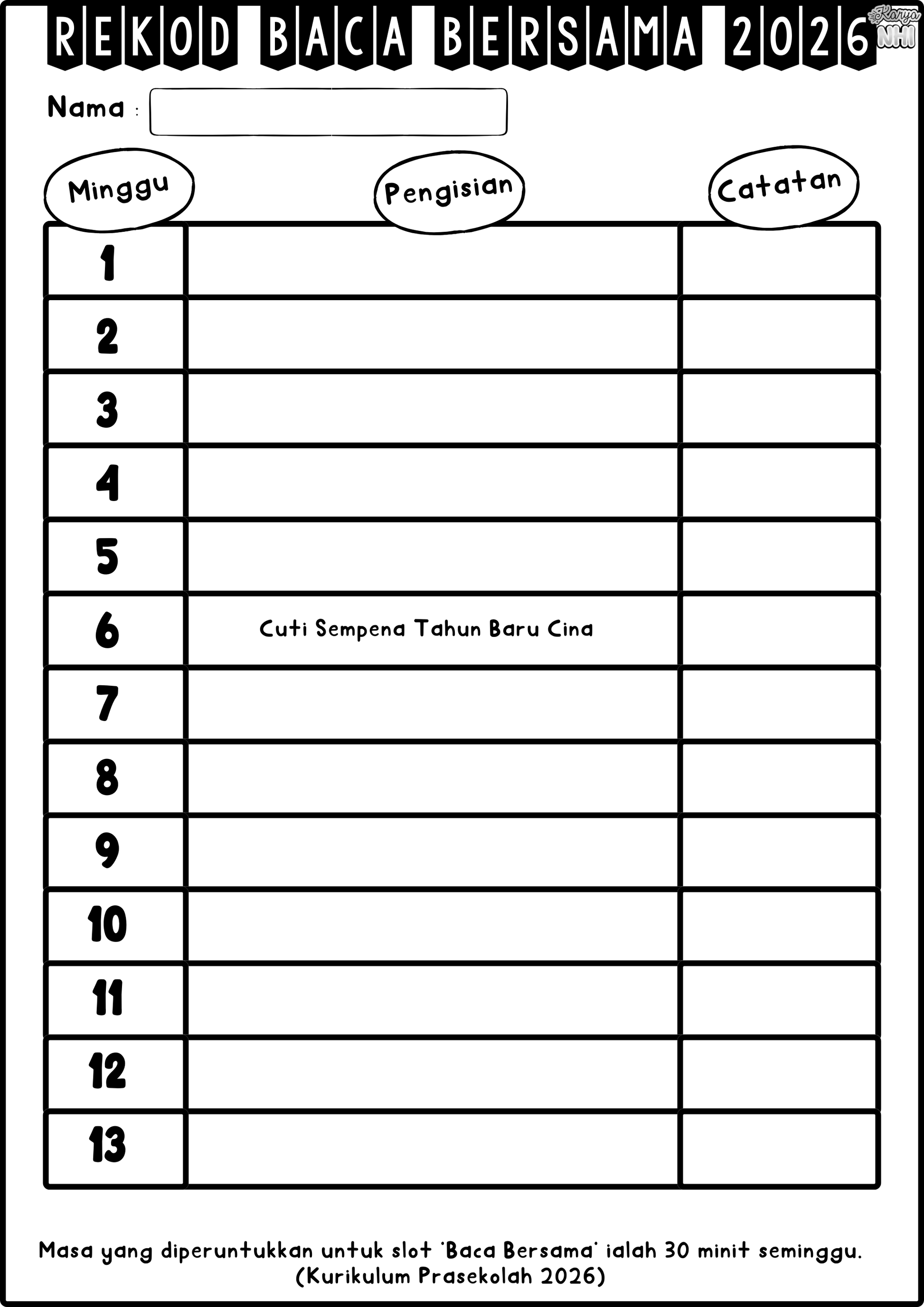 Rekod Baca Bersama KaryaNHI